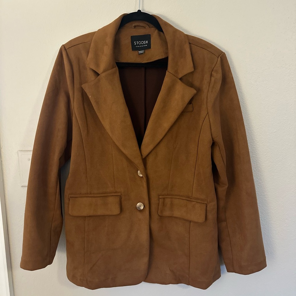 Stoosh Women's Tan Faux Suede Blazer Jacket